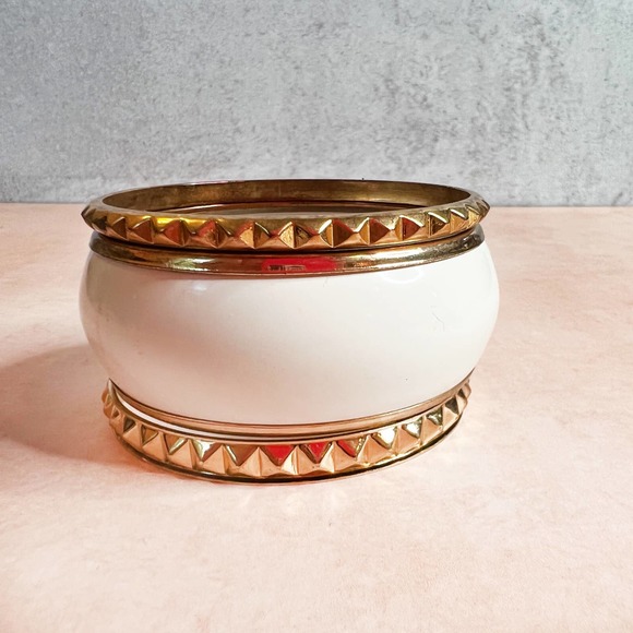 Gold and white bangle bracelet stacker bundle - Picture 2 of 5